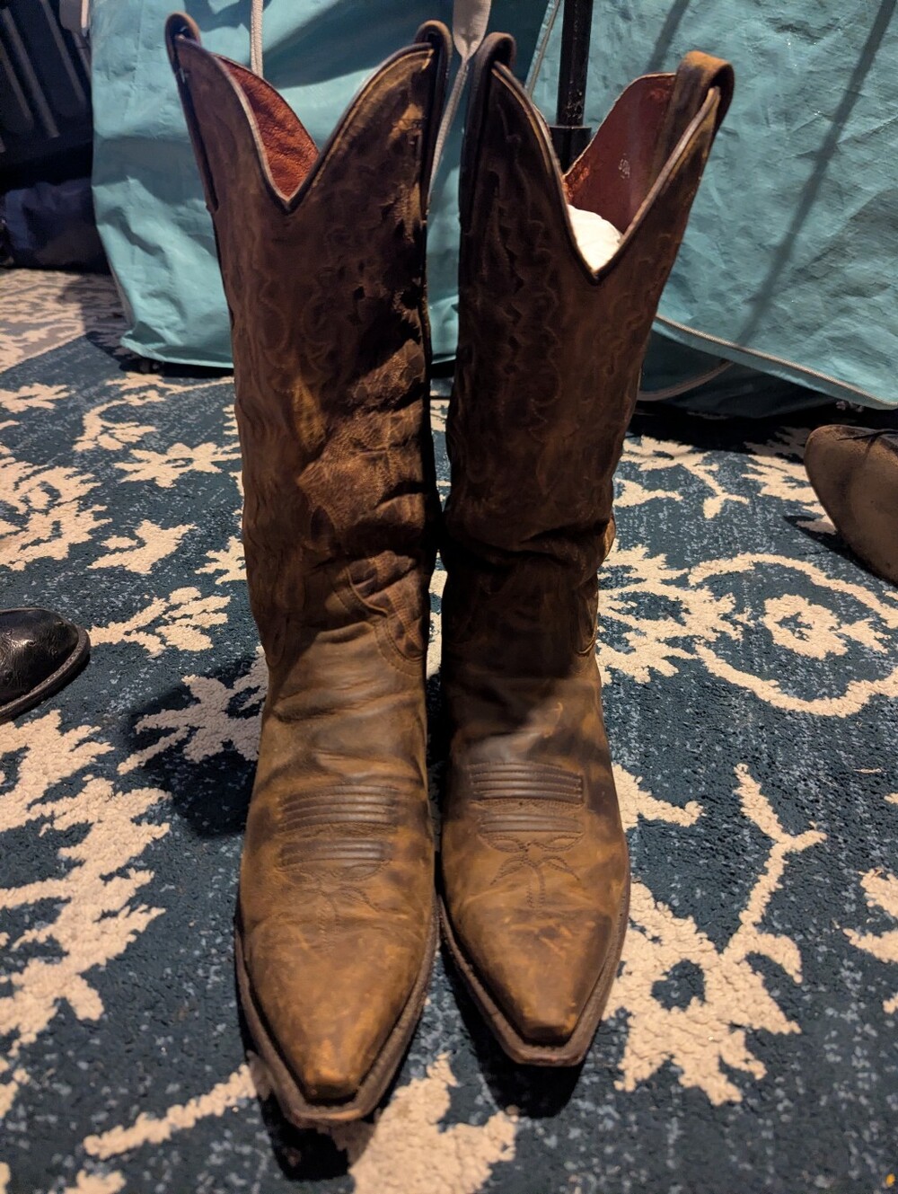 Dan Post Brown Leather Cowboy Boots Interior Stamp Detail